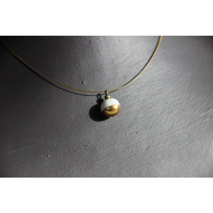 Collier boule blanc & Or